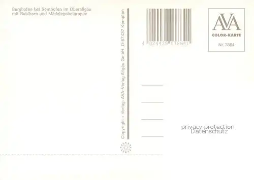 AK / Ansichtskarte Berghofen_Sonthofen Landschaftspanorama mit Rubihorn und Maedelegabelgruppe Berghofen Sonthofen