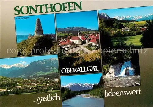 AK / Ansichtskarte Sonthofen_Oberallgaeu und Umgebung Gruentengipfel Wasserfall Alpen Sonthofen Oberallgaeu