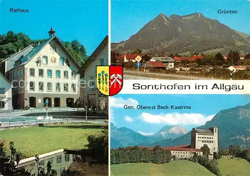 AK / Ansichtskarte Sonthofen_Oberallgaeu Rathaus General Oberst Beck Kaserne Gruenten Allgaeuer Alpen Sonthofen Oberallgaeu