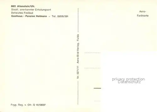 AK / Ansichtskarte Altenstein_Hassberge Fliegeraufnahme Altenstein_Hassberge