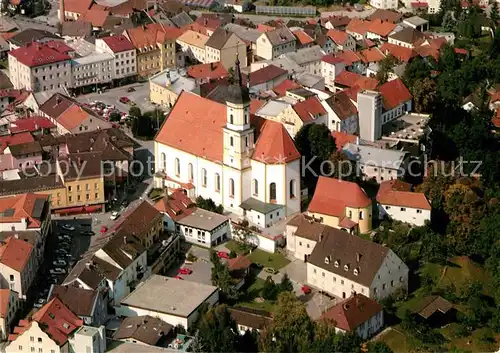 AK / Ansichtskarte Viechtach_Bayerischer_Wald Fliegeraufnahme Pfarrkirche St. Augustin Viechtach_Bayerischer