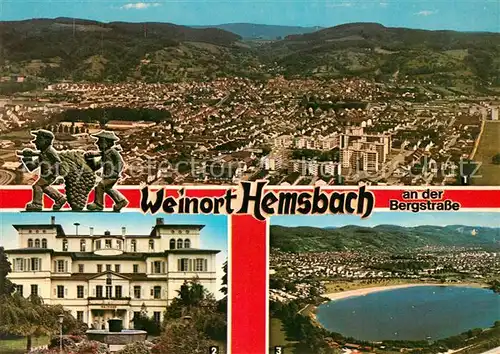 AK / Ansichtskarte Hemsbach_Bergstrasse Rathaus Wiesensee  Hemsbach_Bergstrasse