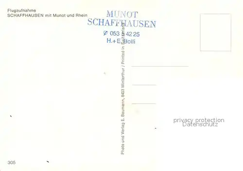 AK / Ansichtskarte Schaffhausen_SH Fliegeraufnahme Munot Rhein Schaffhausen SH