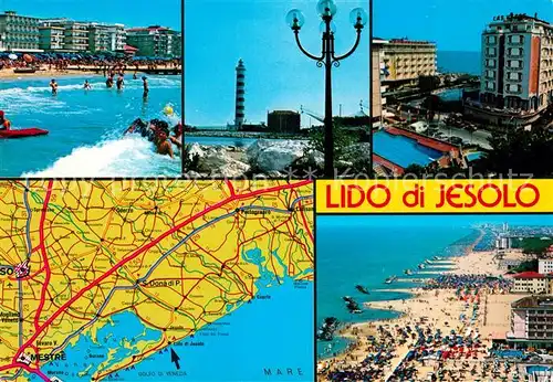AK / Ansichtskarte Lido_di_Jesolo Strand Landkarte Hotelanlagen Fliegeraufnahme Lido_di_Jesolo