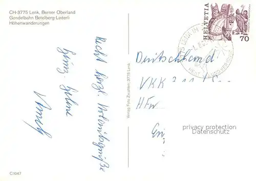 AK / Ansichtskarte Lenk_Simmental Gondelbahn Betelberg Leiterli Lenk Simmental