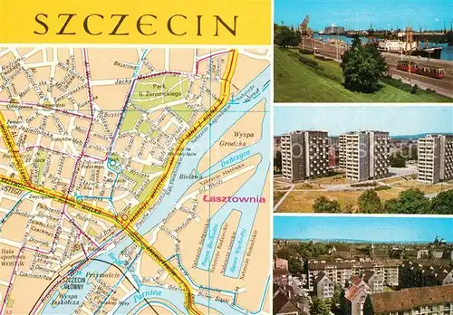AK / Ansichtskarte Szczecin_Stettin Stadtplan Hochhaeuser Szczecin_Stettin