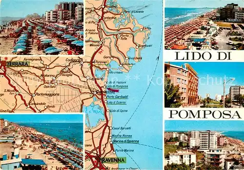 AK / Ansichtskarte Lido_di_Pomposa Panoramakarte Strand Autokarte Lido_di_Pomposa