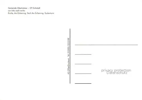 AK / Ansichtskarte Eichstaedt Gemeinde Oberkraemer Kirche Am Eichenweg Teich Eichenring Taubenturm Eichstaedt