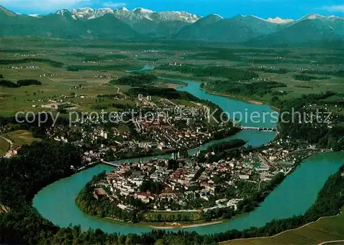 AK / Ansichtskarte Wasserburg_Inn Alpenpanorama Fliegeraufnahme Wasserburg Inn