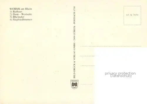 AK / Ansichtskarte Worms_Rhein Rathaus Dom Rheinufer Siegfriedbrunnen Worms Rhein