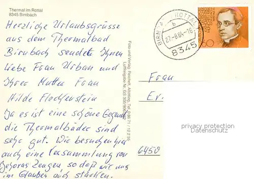 AK / Ansichtskarte Birnbach_Rottal Rottal Therme Fliegeraufnahme Birnbach Rottal