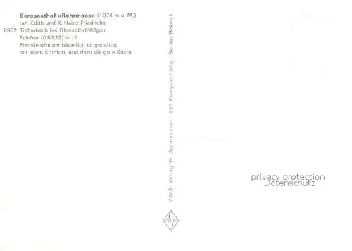 AK / Ansichtskarte Tiefenbach_Oberstdorf Berggasthof Rohrmoos Gastraum Tiefenbach_Oberstdorf