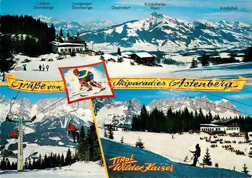 AK / Ansichtskarte Going_Wilden_Kaiser_Tirol Blattl s Berggasthof am Astenberg Sessellift Skipiste Wintersportplatz Alpen Going_Wilden_Kaiser_Tirol