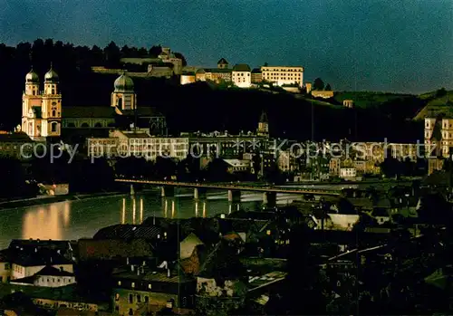 AK / Ansichtskarte Passau Drei Fluesse Stadt Nachtaufnahme Passau