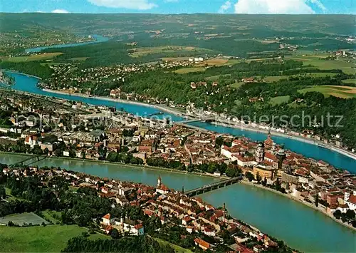 AK / Ansichtskarte Passau Drei Fluesse Stadt Zusammenfluss von Donau Inn und Ilz Fliegeraufnahme Passau