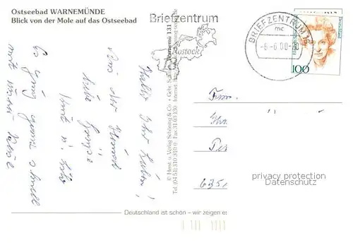 AK / Ansichtskarte Warnemuende_Ostseebad Blick von der Mole Strand Faehre Warnemuende_Ostseebad