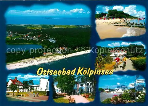 AK / Ansichtskarte Koelpinsee_Usedom Strand Fahrradtour Promenade Kurhotels Fliegeraufnahme Koelpinsee Usedom