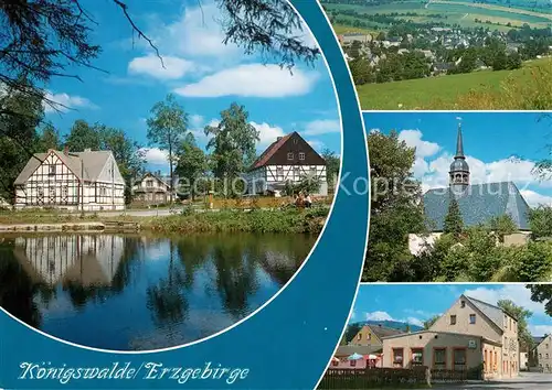 AK / Ansichtskarte Brettmuehle_Koenigswalde Teilansicht Fachwerkhaeuser Dorfkirche Deutsches Haus Brettmuehle_Koenigswalde