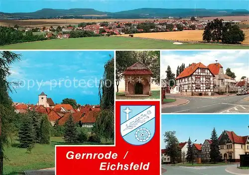 AK / Ansichtskarte Gernrode_Leinefelde Panorama Ortsmotiv mit Kirche Fachwerkhaus Ortspartie Kapelle Wappen Gernrode_Leinefelde
