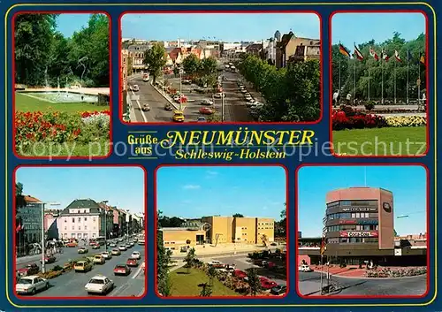 AK / Ansichtskarte Neumuenster_Schleswig Holstein Park Stadtplatz Strassenpartie Rathaus Neumuenster