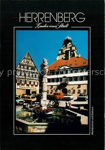 AK / Ansichtskarte Herrenberg_Wuerttemberg Marktbrunnen Rathaus Herrenberg Wuerttemberg