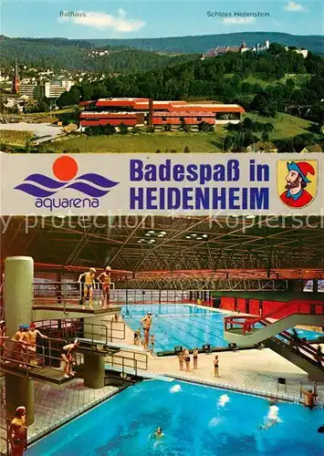 AK / Ansichtskarte Heidenheim_Brenz Rathaus Schloss Hellenstein Hallenbad Heidenheim Brenz