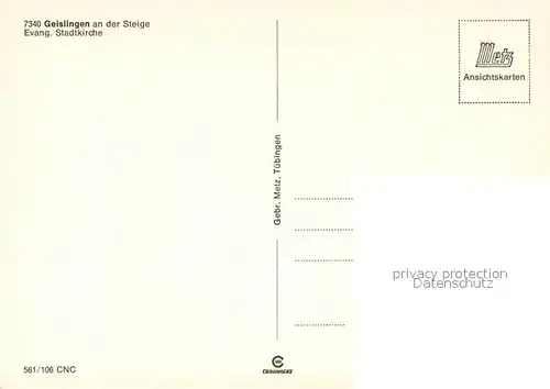 AK / Ansichtskarte Geislingen_Steige Ev Stadtkirche Geislingen_Steige
