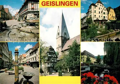 AK / Ansichtskarte Geislingen_Steige Brunnen Kirche Teilansichten Geislingen_Steige