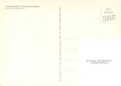 AK / Ansichtskarte Geislingen_Steige Blick vom oedenturm Geislingen_Steige