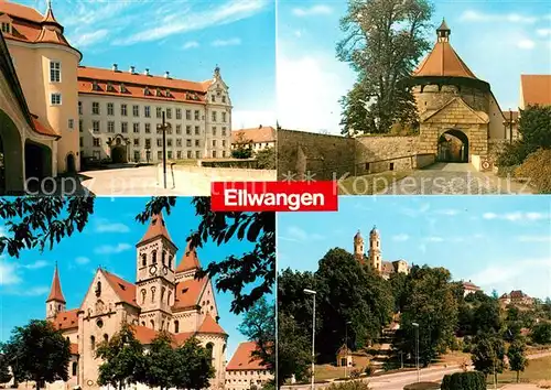 AK / Ansichtskarte Ellwangen_Jagst Schloss Eingangstor Kirche Ellwangen_Jagst