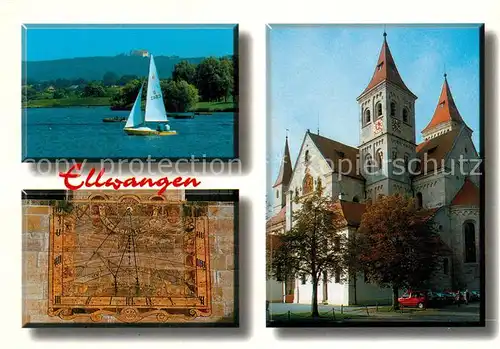 AK / Ansichtskarte Ellwangen_Jagst Segelpartie Sonnenuhr Kirche Ellwangen_Jagst