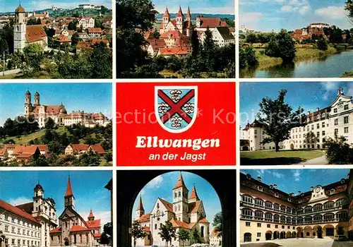AK / Ansichtskarte Ellwangen_Jagst Teilansichten Kirchen Schloss Ellwangen_Jagst
