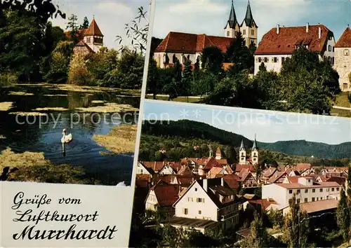 AK / Ansichtskarte Murrhardt Feuersee mit Walterichskapelle Stadtkirche mit Hexenturm Stadtansicht Murrhardt