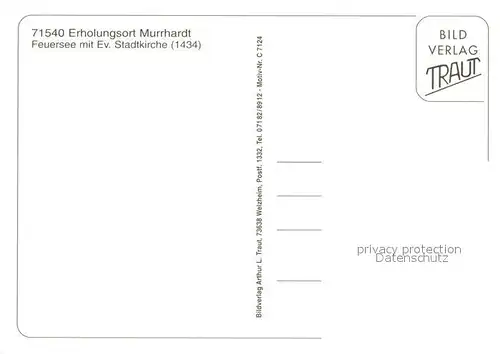 AK / Ansichtskarte Murrhardt Feuersee mit Ev Stadtkirche Murrhardt