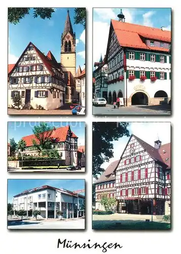 AK / Ansichtskarte Muensingen Kirche Fachwerkhaeuser Rathaus Muensingen