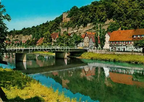 AK / Ansichtskarte Muehlacker Partie an der Enz mit Burgruine Muehlacker