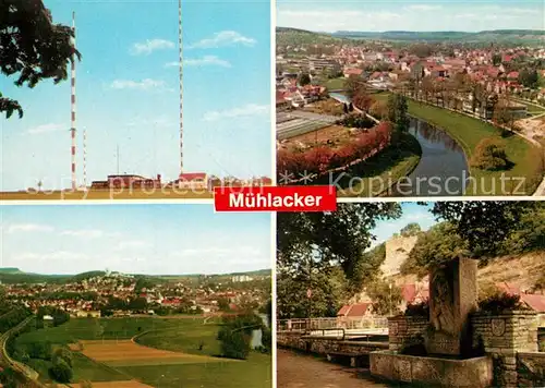 AK / Ansichtskarte Muehlacker Sendeanlagen Enzpartie Panorama Brunnen Muehlacker