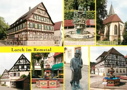 AK / Ansichtskarte Lorch_Wuerttemberg Fachwerkhaus div Brunnen Kirche Lorch Wuerttemberg