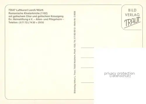 AK / Ansichtskarte Lorch_Wuerttemberg Romanische Klosterkirche Lorch Wuerttemberg