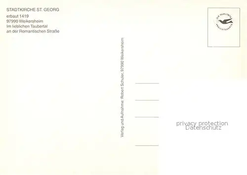 AK / Ansichtskarte Weikersheim Stadtkirche St Georg Weikersheim