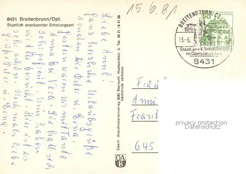 AK / Ansichtskarte Breitenbrunn_Oberpfalz_Neumarkt  Breitenbrunn_Oberpfalz