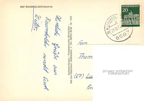 AK / Ansichtskarte Baumholder_Nahe  Baumholder Nahe