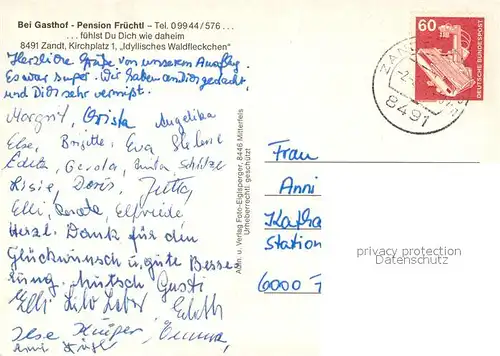 AK / Ansichtskarte Zandt_Oberpfalz Gasthof Fruechtl Kellerberg Kaitersberg Zandt Oberpfalz