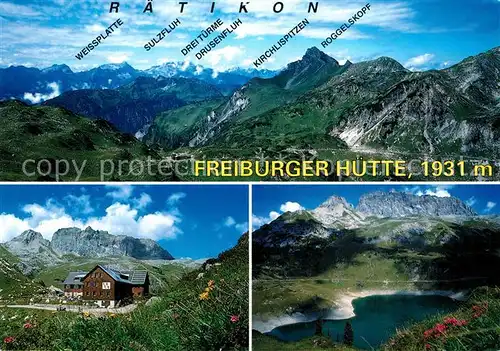 AK / Ansichtskarte Freiburgerhuette Fliegeraufnahme Rote Wand Lechquellengebirge Freiburgerhuette