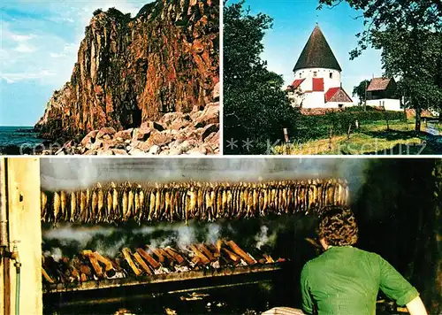 AK / Ansichtskarte Bornholm Jons Kapel Ols Kirke Fischraeucherei Bornholm