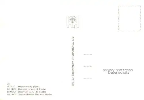 AK / Ansichtskarte Rhodes_Rhodos_Greece Lageplan der Indel Rhodes_Rhodos_Greece