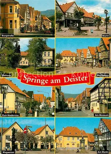 AK / Ansichtskarte Springe_Deister Burgstrasse Niederntor Museum Markt Wegsweiser  Springe_Deister