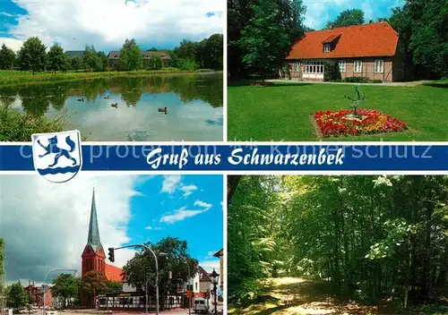 AK / Ansichtskarte Schwarzenbek Teich Kirche Fachwerk Schwarzenbek