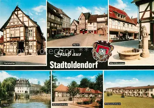 AK / Ansichtskarte Stadtoldendorf Ratskeller Markt Brunnen Schuetzenhuas Teich Stadtoldendorf