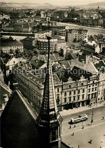 AK / Ansichtskarte Plzen_Pilsen Fliegeraufnahme Kirchturm Plzen Pilsen